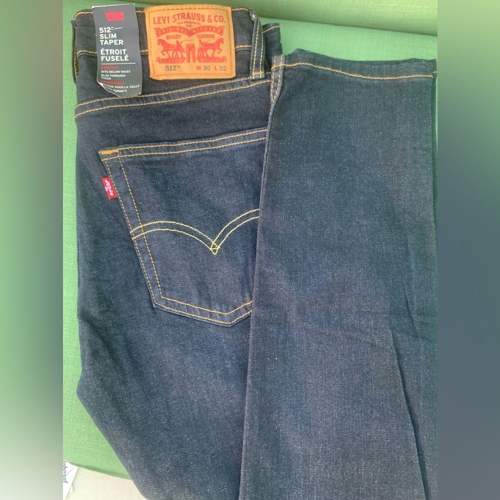 NWT Levi's Denim 512 Slim Taper Men's Stretch Dark Blue W30”x L32”